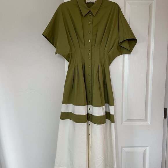 Anthropologie NWT Size M Tobie Button-Front Pleated Shirt Dress by Exquise - Picture 5 of 7